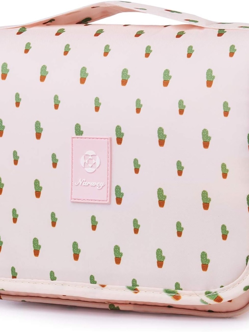 Pink Cactus Print Travel makeup bag